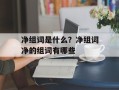 净组词是什么？净组词净的组词有哪些