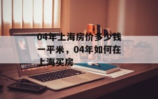 04年上海房价多少钱一平米，04年如何在上海买房
