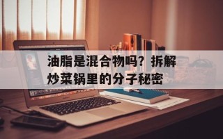 油脂是混合物吗？拆解炒菜锅里的分子秘密