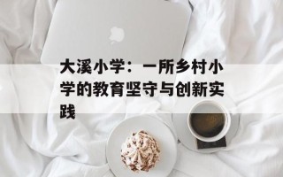 大溪小学：一所乡村小学的教育坚守与创新实践