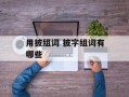用披组词 披字组词有哪些