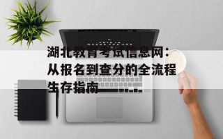 湖北教育考试信息网：从报名到查分的全流程生存指南