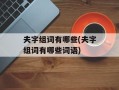 夫字组词有哪些(夫字组词有哪些词语)