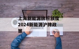 上海新能源牌照额度 2024新能源沪牌政策