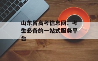 山东省高考信息网：考生必备的一站式服务平台
