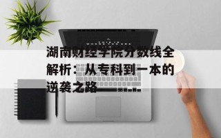 湖南财经学院分数线全解析：从专科到一本的逆袭之路