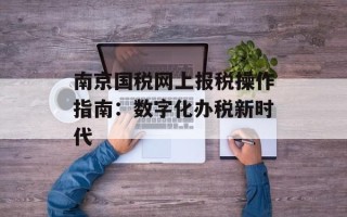 南京国税网上报税操作指南：数字化办税新时代