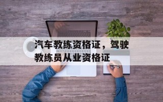 汽车教练资格证，驾驶教练员从业资格证