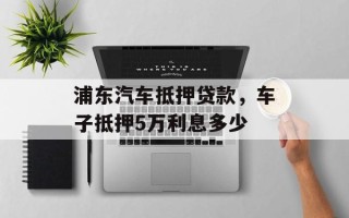 浦东汽车抵押贷款，车子抵押5万利息多少