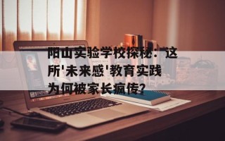 阳山实验学校探秘：这所'未来感'教育实践为何被家长疯传？