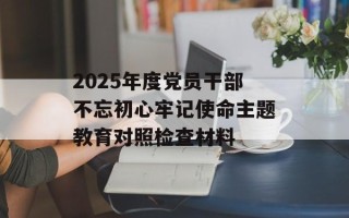 2025年度党员干部不忘初心牢记使命主题教育对照检查材料