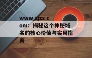 www zjzs com：揭秘这个神秘域名的核心价值与实用指南
