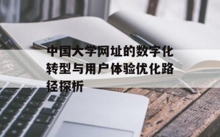 中国大学网址的数字化转型与用户体验优化路径探析