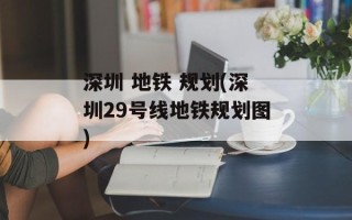 深圳 地铁 规划(深圳29号线地铁规划图)