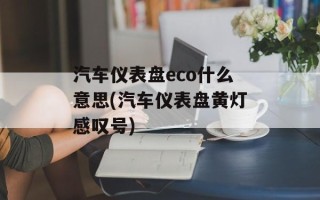 汽车仪表盘eco什么意思(汽车仪表盘黄灯感叹号)