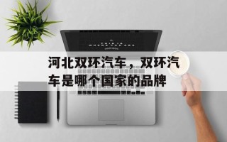 河北双环汽车，双环汽车是哪个国家的品牌