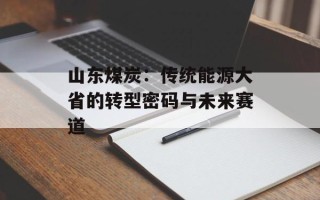 山东煤炭：传统能源大省的转型密码与未来赛道