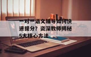 一对一语文辅导如何快速提分？资深教师揭秘5大核心方法