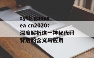 zytb ganseea cn2020：深度解析这一神秘代码背后的含义与应用