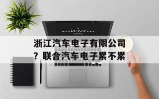 浙江汽车电子有限公司？联合汽车电子累不累