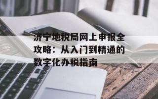 济宁地税局网上申报全攻略：从入门到精通的数字化办税指南