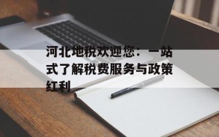 河北地税欢迎您：一站式了解税费服务与政策红利