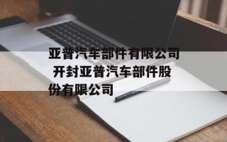 亚普汽车部件有限公司 开封亚普汽车部件股份有限公司