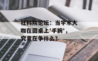 社科院论坛：当学术大咖在圆桌上'手腕'，究竟在争什么？