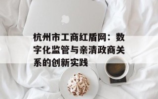 杭州市工商红盾网：数字化监管与亲清政商关系的创新实践