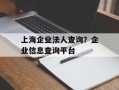 上海企业法人查询？企业信息查询平台