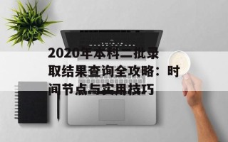 2020年本科二批录取结果查询全攻略：时间节点与实用技巧
