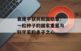 袁隆平获共和国勋章：一粒种子的国家重量与科学家的赤子之心