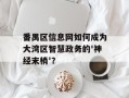 番禺区信息网如何成为大湾区智慧政务的'神经末梢'？
