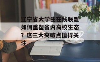 辽宁省大学生在线联盟如何重塑省内高校生态？这三大突破点值得关注