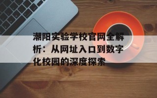 潮阳实验学校官网全解析：从网址入口到数字化校园的深度探索