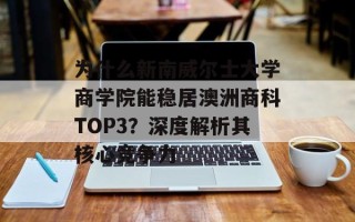 为什么新南威尔士大学商学院能稳居澳洲商科TOP3？深度解析其核心竞争力