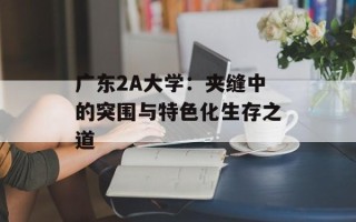 广东2A大学：夹缝中的突围与特色化生存之道