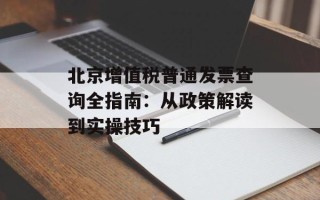 北京增值税普通发票查询全指南：从政策解读到实操技巧