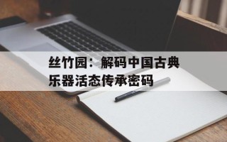 丝竹园：解码中国古典乐器活态传承密码