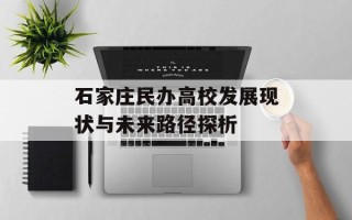 石家庄民办高校发展现状与未来路径探析
