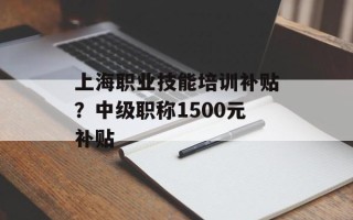 上海职业技能培训补贴？中级职称1500元补贴