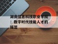 湖南信息科技职业学院：数字时代技能人才的摇篮
