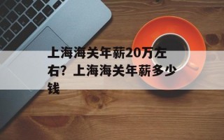 上海海关年薪20万左右？上海海关年薪多少钱