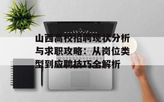 山西高校招聘现状分析与求职攻略：从岗位类型到应聘技巧全解析