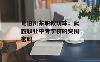 走进川东职教明珠：武胜职业中专学校的突围密码