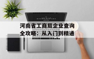 河南省工商局企业查询全攻略：从入门到精通