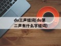 du三声组词(du第二声有什么字组词)