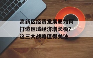 高新区经贸发展局如何打造区域经济增长极？这三大战略值得关注