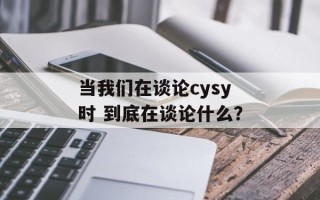 当我们在谈论cysy时 到底在谈论什么？