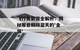 飞行员薪资全解析：揭秘那些翱翔蓝天的'金领'